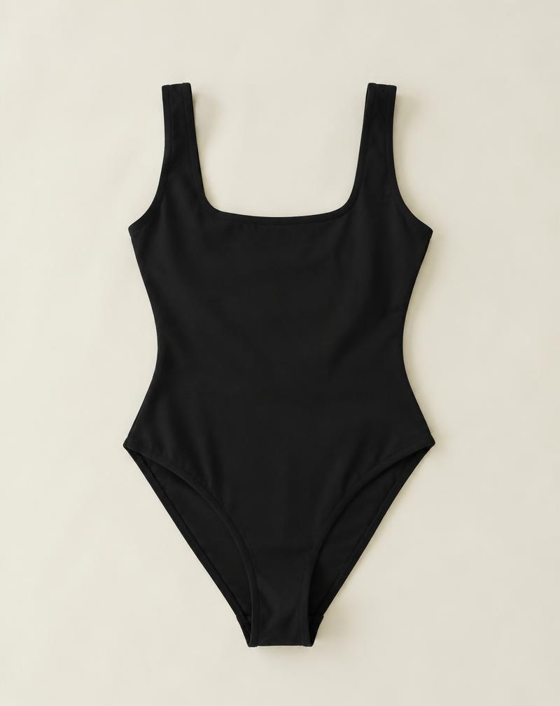 Body negro de escote cuadrado, Negro, talla S