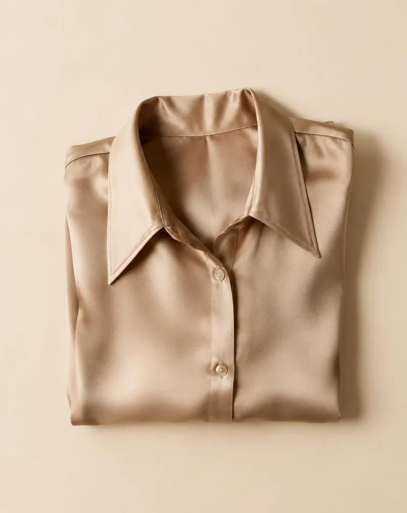 Blusa de lino crudo con cuello en V, Crudo, talla S