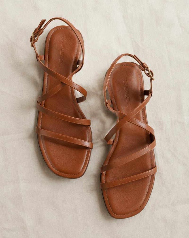 Sandalias de tiras cruzadas, Camel, talla EU 38